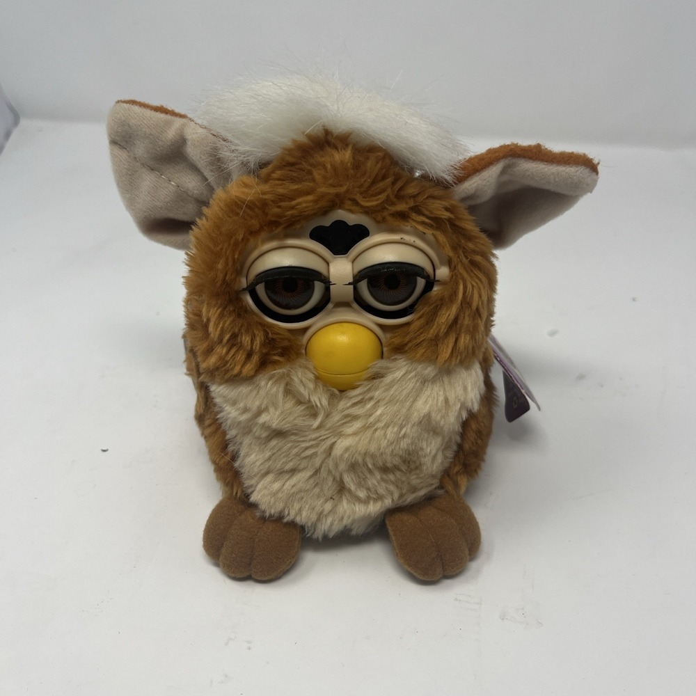 1999 Furby 70-800 Coffee Tan Brown Fur Brown Eyes White Hair W/ Tag WORKING